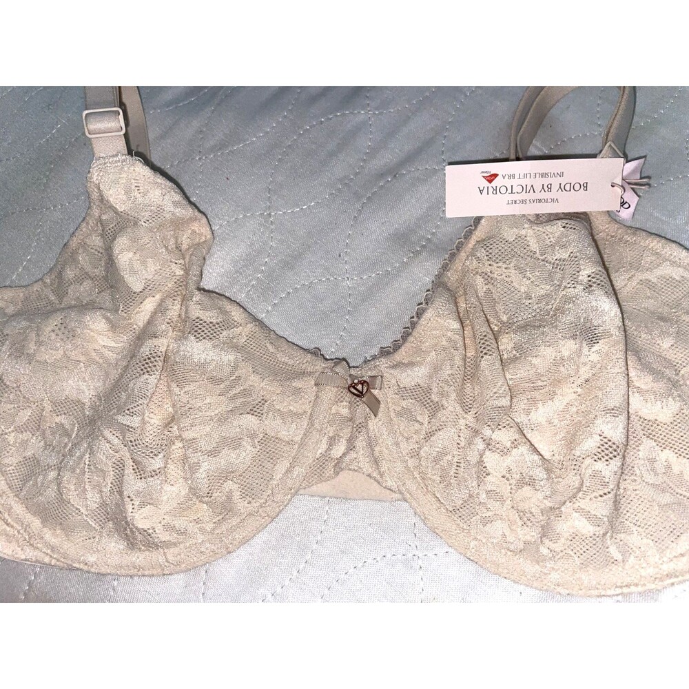 VICTORIA SECRET Unlined Demi BRA Body by Victoria 38DD Nude Beige Unlined Lace